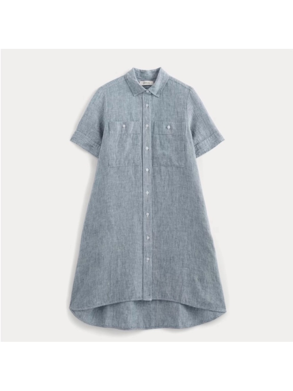 Everlane The Daytripper Dress Linen 100% European Flax Stripe White Blue Size M